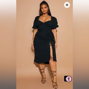 NWT - PLT Plus Size Puff Sleeve Ruched Side Midi Dress: Size 26